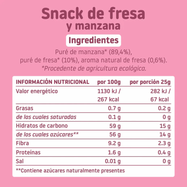 Smileat Triboo Snack Fresa y Manzana Eco 25 gr - Imagen 4